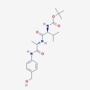 tert-Butyl ((S)-1-(((S)-1-((4-(hydroxymethyl)phenyl)amino)-1-oxopropan-2-yl)amino)-3-methyl-1-oxobutan-2-yl)carbamate chemical structure (CAS 1884577-99-4)