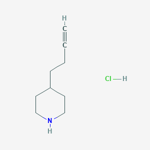 4-(But-3-yn-1-yl)piperidine hydrochloride chemical structure (CAS 1885090-83-4)