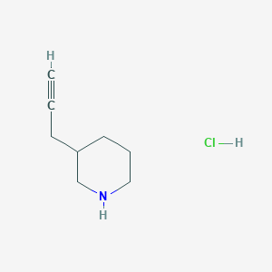 3-(Prop-2-yn-1-yl)piperidine hydrochloride chemical structure (CAS 1885090-91-4)