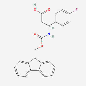 3-((((9H-Fluoren-9-yl)methoxy)carbonyl)amino)-3-(4-fluorophenyl)propanoic acid chemical structure (CAS 188814-36-0)