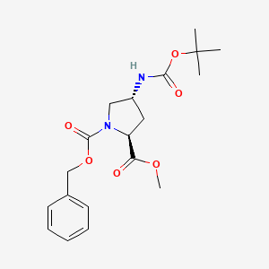 (2S,4R)-1-Benzyl 2-methyl 4-((tert-butoxycarbonyl)amino)pyrrolidine-1,2-dicarboxylate chemical structure (CAS 189215-90-5)