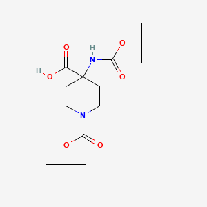 1-Boc-4-(Boc-amino)piperidine-4-carboxylic Acid chemical structure (CAS 189321-65-1)