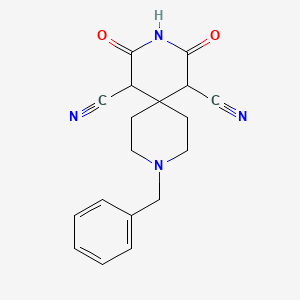 9-Benzyl-2,4-dioxo-3,9-diazaspiro[5.5]undecane-1,5-dicarbonitrile chemical structure (CAS 189333-46-8)