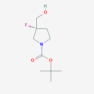 tert-Butyl (R)-3-fluoro-3-(hydroxymethyl)pyrrolidine-1-carboxylate chemical structure (CAS 1893340-46-9)
