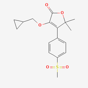 3-(Cyclopropylmethoxy)-5,5-dimethyl-4-(4-(methylsulfonyl)phenyl)furan-2(5H)-one chemical structure (CAS 189954-96-9)