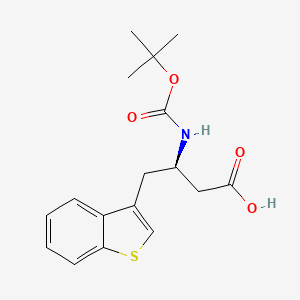 (R)-4-(Benzo[b]thiophen-3-yl)-3-((tert-butoxycarbonyl)amino)butanoic acid chemical structure (CAS 190190-48-8)