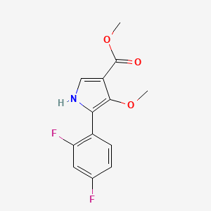Methyl 5-(2,4-difluorophenyl)-4-methoxy-1H-pyrrole-3-carboxylate chemical structure (CAS 1902955-29-6)