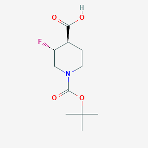 trans-1-(tert-Butoxycarbonyl)-3-fluoropiperidine-4-carboxylic acid chemical structure (CAS 1903422-62-7)