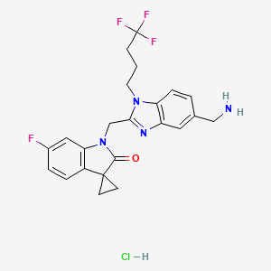 1'-((5-(Aminomethyl)-1-(4,4,4-trifluorobutyl)-1H-benzo[d]imidazol-2-yl)methyl)-6'-fluorospiro[cyclopropane-1,3'-indolin]-2'-one hydrochloride chemical structure (CAS 1903763-83-6)
