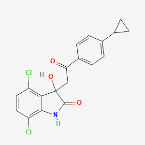 4,7-Dichloro-3-(2-(4-cyclopropylphenyl)-2-oxoethyl)-3-hydroxyindolin-2-one chemical structure (CAS 1903783-48-1)