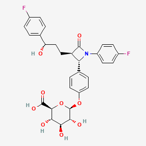 (2S,3S,4S,5R,6S)-6-(4-((2S,3R)-1-(4-Fluorophenyl)-3-((S)-3-(4-fluorophenyl)-3-hydroxypropyl)-4-oxoazetidin-2-yl)phenoxy)-3,4,5-trihydroxytetrahydro-2H-pyran-2-carboxylic acid chemical structure (CAS 190448-57-8)