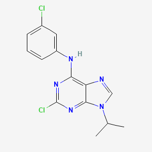 2-Chloro-N-(3-chlorophenyl)-9-isopropyl-9H-purin-6-amine chemical structure (CAS 190654-78-5)