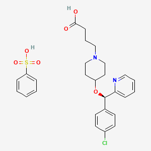 4-{4-[(R)-(4-chlorophenyl)(pyridin-2-yl)methoxy]piperidin-1-yl}butanoic acid benzenesulfonate chemical structure (CAS 190730-42-8)