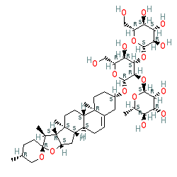 (2S,3R,4S,5S,6R)-2-(((2R,3R,4S,5R,6R)-3-Hydroxy-2-(hydroxymethyl)-6-(((2'R,4S,5'R,6aR,6bS,8aS,8bR,9S,11aS,12aS,12bS)-5',6a,8a,9-tetramethyl-1,3,3',4,4',5,5',6,6a,6b,6',7,8,8a,8b,9,11a,12,12a,12b-icosahydrospiro[naphtho[2',1':4,5]indeno[2,1-b]furan-10,2'-pyran]-4-yl)oxy)-5-(((2S,3R,4R,5R,6S)-3,4,5-trihydroxy-6-methyltetrahydro-2H-pyran-2-yl)oxy)tetrahydro-2H-pyran-4-yl)oxy)-6-(hydroxymethyl)tetrahydro-2H-pyran-3,4,5-triol chemical structure (CAS 19083-00-2)