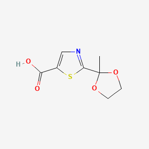 2-(2-Methyl-1,3-dioxolan-2-yl)thiazole-5-carboxylic acid chemical structure (CAS 1909309-55-2)