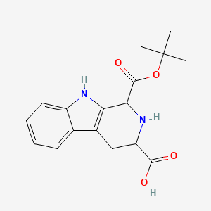 1-(tert-Butoxycarbonyl)-2,3,4,9-tetrahydro-1H-pyrido[3,4-b]indole-3-carboxylic acid chemical structure (CAS 1910779-16-6)