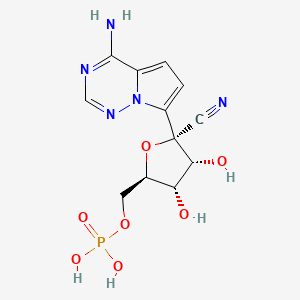 ((2R,3S,4R,5R)-5-(4-Aminopyrrolo[2,1-f][1,2,4]triazin-7-yl)-5-cyano-3,4-dihydroxytetrahydrofuran-2-yl)methyl dihydrogen phosphate chemical structure (CAS 1911578-74-9)