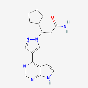 3-(4-(7H-Pyrrolo[2,3-d]pyrimidin-4-yl)-1H-pyrazol-1-yl)-3-cyclopentylpropanamide chemical structure (CAS 1911644-32-0)