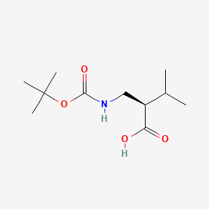 (R)-2-(((tert-Butoxycarbonyl)amino)methyl)-3-methylbutanoic acid chemical structure (CAS 191664-14-9)