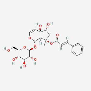 (1S,4aS,5R,7S,7aS)-4a,5-Dihydroxy-7-methyl-1-(((2S,3R,4S,5S,6R)-3,4,5-trihydroxy-6-(hydroxymethyl)tetrahydro-2H-pyran-2-yl)oxy)-1,4a,5,6,7,7a-hexahydrocyclopenta[c]pyran-7-yl cinnamate chemical structure (CAS 19210-12-9)
