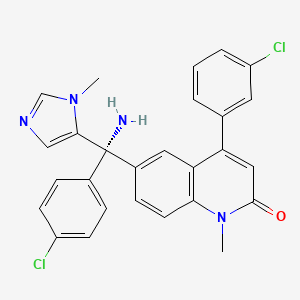 (S)-6-(Amino(4-chlorophenyl)(1-methyl-1H-imidazol-5-yl)methyl)-4-(3-chlorophenyl)-1-methylquinolin-2(1H)-one chemical structure (CAS 192185-71-0)