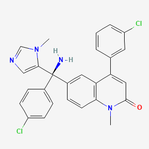 (R)-6-(Amino(4-chlorophenyl)(1-methyl-1H-imidazol-5-yl)methyl)-4-(3-chlorophenyl)-1-methylquinolin-2(1H)-one chemical structure (CAS 192185-72-1)