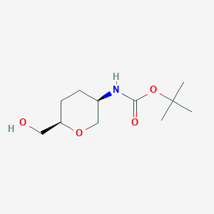 tert-butyl (cis-6-(hydroxymethyl)tetrahydro-2H-pyran-3-yl)carbamate chemical structure (CAS 1923238-60-1)