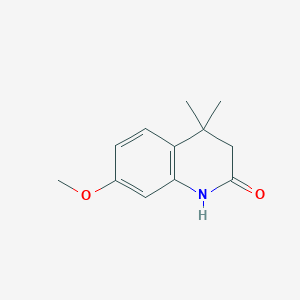 7-Methoxy-4,4-dimethyl-3,4-dihydroquinolin-2(1H)-one chemical structure (CAS 1924362-82-2)