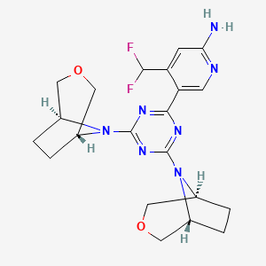 5-(4,6-Di((1R,5S)-3-oxa-8-azabicyclo[3.2.1]octan-8-yl)-1,3,5-triazin-2-yl)-4-(difluoromethyl)pyridin-2-amine chemical structure (CAS 1927857-56-4)
