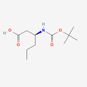 (S)-3-((tert-butoxycarbonyl)amino)hexanoic acid chemical structure (CAS 1931965-01-3)