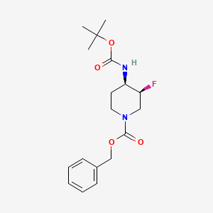 (3S,4R)-Benzyl 4-((tert-butoxycarbonyl)amino)-3-fluoropiperidine-1-carboxylate chemical structure (CAS 1932010-74-6)