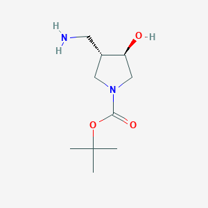 tert-Butyl (3S,4R)-3-(aminomethyl)-4-hydroxypyrrolidine-1-carboxylate chemical structure (CAS 1932297-00-1)