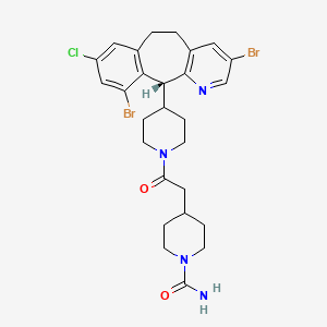 (R)-4-(2-(4-(3,10-dibromo-8-chloro-6,11-dihydro-5H-benzo[5,6]cyclohepta[1,2-b]pyridin-11-yl)piperidin-1-yl)-2-oxoethyl)piperidine-1-carboxamide chemical structure (CAS 193275-84-2)