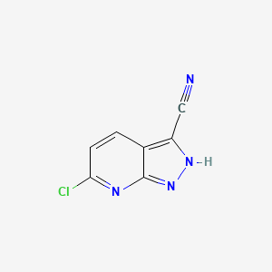 6-Chloro-1H-pyrazolo[3,4-b]pyridine-3-carbonitrile chemical structure (CAS 1935287-10-7)