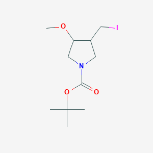 tert-Butyl 3-(iodomethyl)-4-methoxypyrrolidine-1-carboxylate chemical structure (CAS 1935487-86-7)