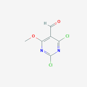 2,4-Dichloro-6-methoxypyrimidine-5-carbaldehyde chemical structure (CAS 1936128-80-1)