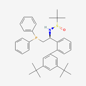 (R)-N-((S)-1-(3',5'-Di-tert-butyl-[1,1'-biphenyl]-2-yl)-2-(diphenylphosphanyl)ethyl)-2-methylpropane-2-sulfinamide chemical structure (CAS 1936438-24-2)