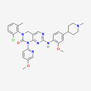 3-(2-Chloro-6-methylphenyl)-7-((2-methoxy-4-(1-methylpiperidin-4-yl)phenyl)amino)-1-(5-methoxypyridin-2-yl)-3,4-dihydropyrimido[4,5-d]pyrimidin-2(1H)-one chemical structure (CAS 1936529-65-5)