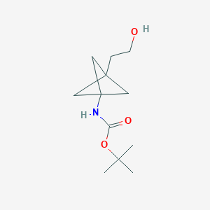 tert-Butyl (3-(2-hydroxyethyl)bicyclo[1.1.1]pentan-1-yl)carbamate chemical structure (CAS 1936602-36-6)