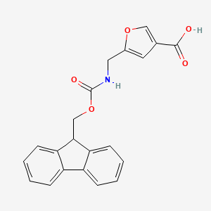 5-(((((9H-Fluoren-9-yl)methoxy)carbonyl)amino)methyl)furan-3-carboxylic acid chemical structure (CAS 1936714-49-6)