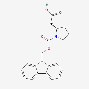 (S)-2-(1-(((9H-Fluoren-9-yl)methoxy)carbonyl)pyrrolidin-2-yl)acetic acid chemical structure (CAS 193693-60-6)