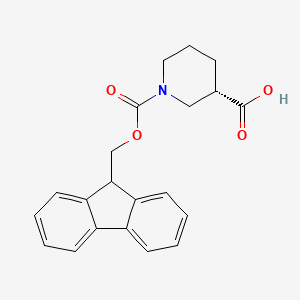 (S)-1-(((9H-Fluoren-9-yl)methoxy)carbonyl)piperidine-3-carboxylic acid chemical structure (CAS 193693-68-4)