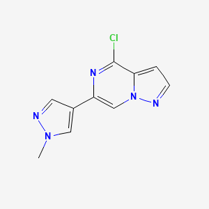 4-Chloro-6-(1-methyl-1H-pyrazol-4-yl)pyrazolo[1,5-a]pyrazine chemical structure (CAS 1940180-18-6)