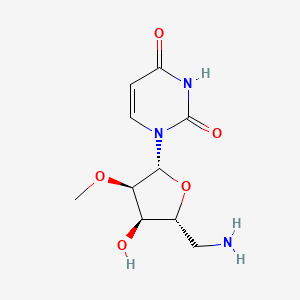 1-((2R,3R,4R,5R)-5-(Aminomethyl)-4-hydroxy-3-methoxytetrahydrofuran-2-yl)pyrimidine-2,4(1H,3H)-dione chemical structure (CAS 194034-69-0)