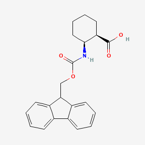 cis-2-((((9H-Fluoren-9-yl)methoxy)carbonyl)amino)cyclohexanecarboxylic acid chemical structure (CAS 194471-85-7)