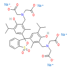 Sodium 2,2',2'',2'''-((((1,1-dioxido-3H-benzo[c][1,2]oxathiole-3,3-diyl)bis(6-hydroxy-5-isopropyl-2-methyl-3,1-phenylene))bis(methylene))bis(azanetriyl))tetraacetate chemical structure (CAS 1945-77-3)