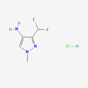 3-(Difluoromethyl)-1-methyl-1H-pyrazol-4-amine hydrochloride chemical structure (CAS 1946817-21-5)