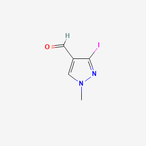 3-Iodo-1-methyl-1H-pyrazole-4-carbaldehyde chemical structure (CAS 1946818-23-0)