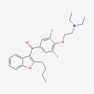 (2-Butylbenzofuran-3-yl)(4-(2-(diethylamino)ethoxy)-3,5-diiodophenyl)methanone chemical structure (CAS 1951-25-3)