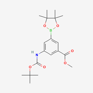 Methyl 3-((tert-butoxycarbonyl)amino)-5-(4,4,5,5-tetramethyl-1,3,2-dioxaborolan-2-yl)benzoate chemical structure (CAS 1951486-59-1)